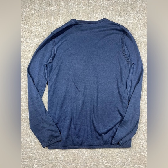 John Varvatos Collection Luxury Mens Sweater - Mercerized Ink Blue Small Cotton - Picture 6 of 6